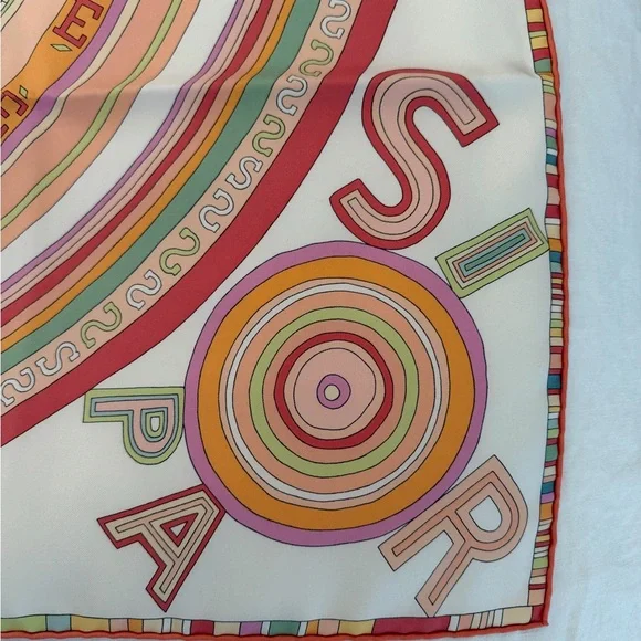 Hermès Multicolor Striped Silk Scarf with Orange Box - Picture 7 of 11